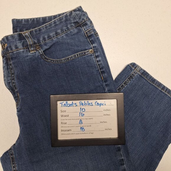 Talbots Petites Stretch Jean Denim Cropped Capri Summer Spring Womens 10 Blue - Picture 4 of 6